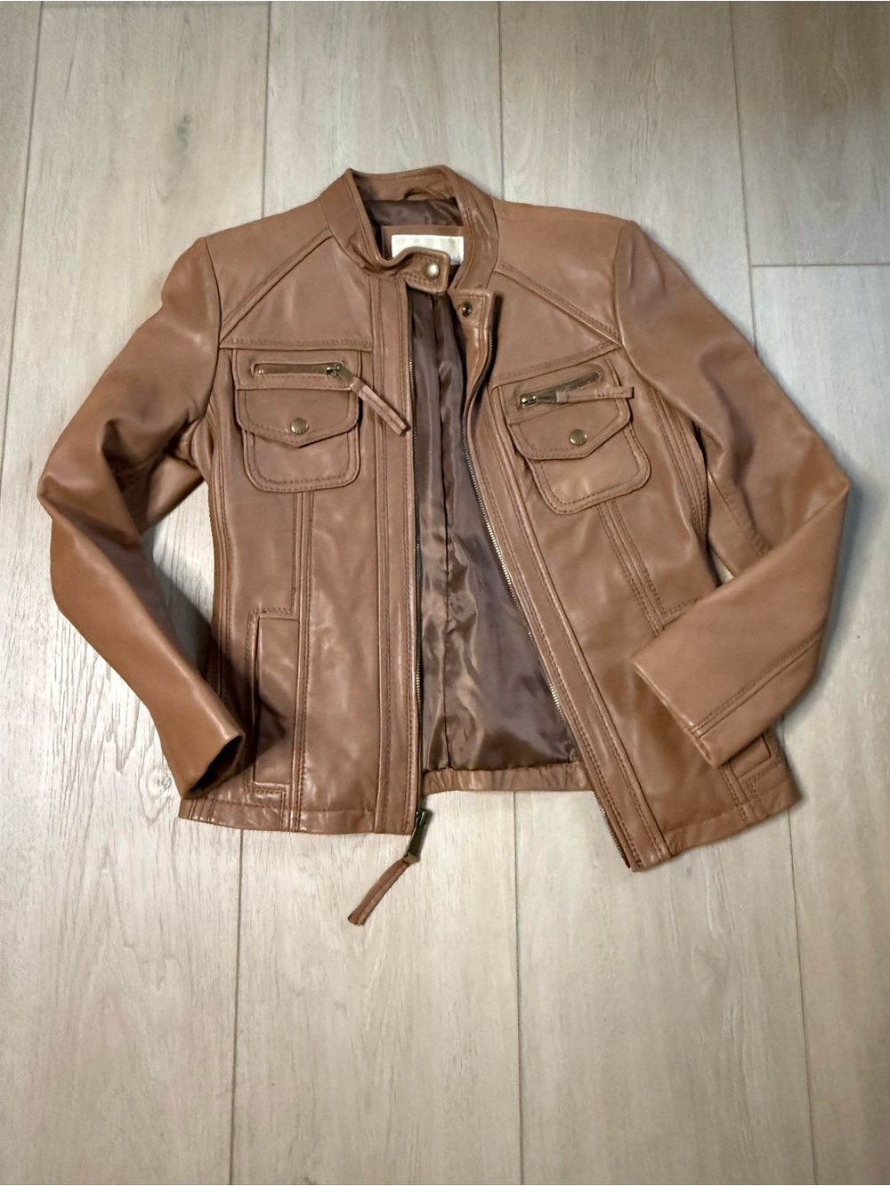 Michael Kors Carmel Butter Soft Leather Jacket XS